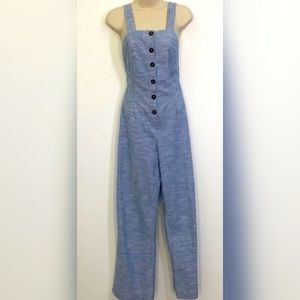 Japna- Jumpsuit Blue &White Stripe Wide Leg Button Front Size: M
Japna